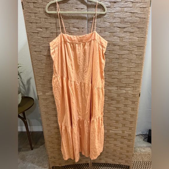 Abercrombie & Fitch Orange Creamsicle Linen Blend Maxi Dress Size XL Tall - Picture 2 of 5
